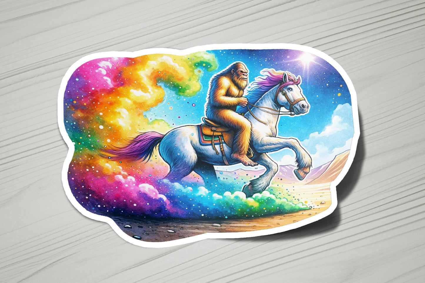 a sticker of a native american indian riding a horse