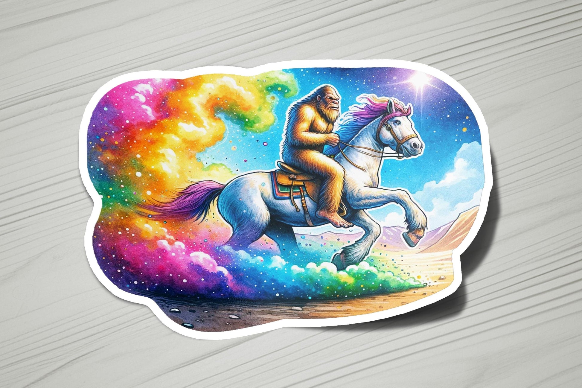 a sticker of a native american indian riding a horse
