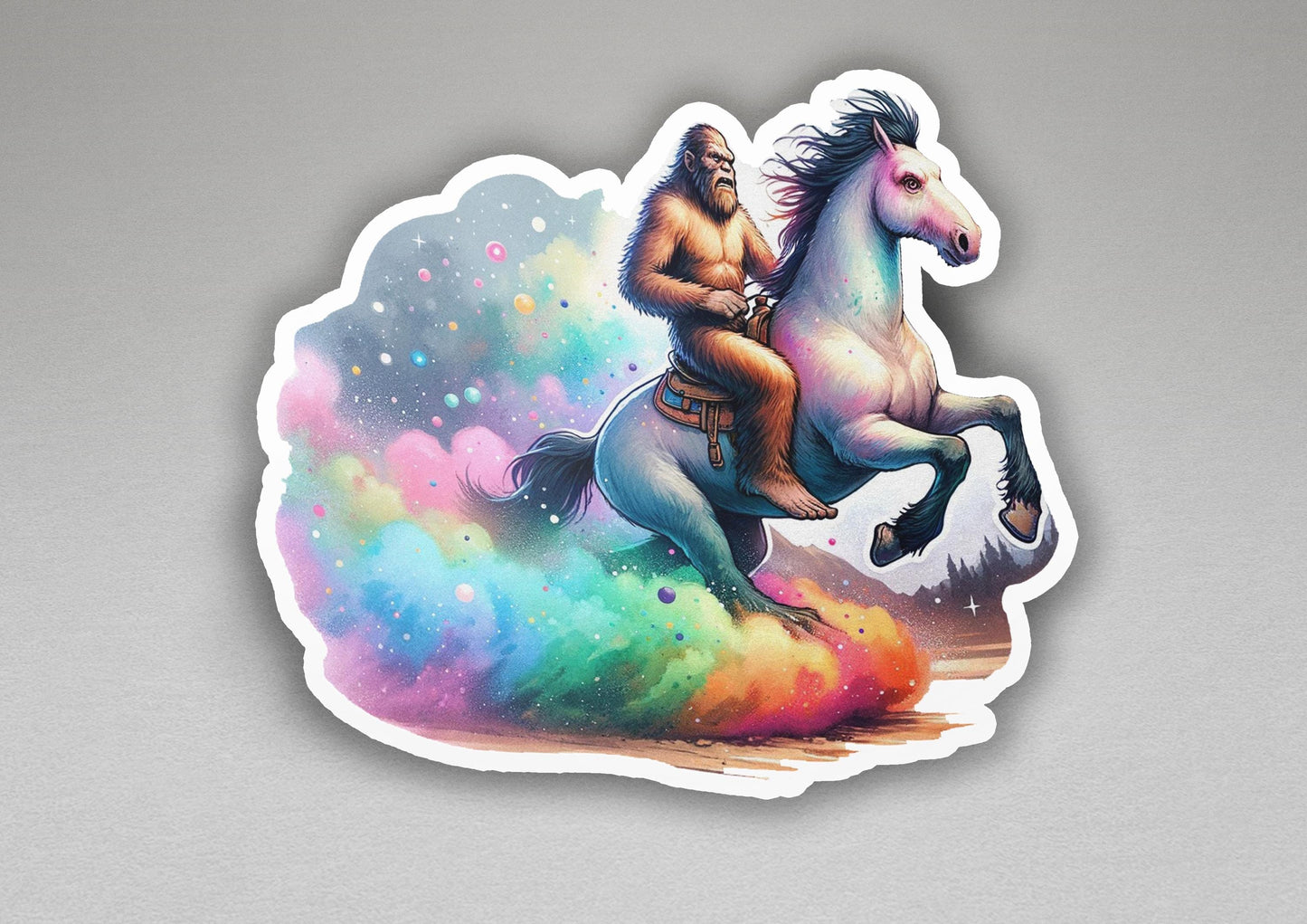 a sticker of a native american riding a horse