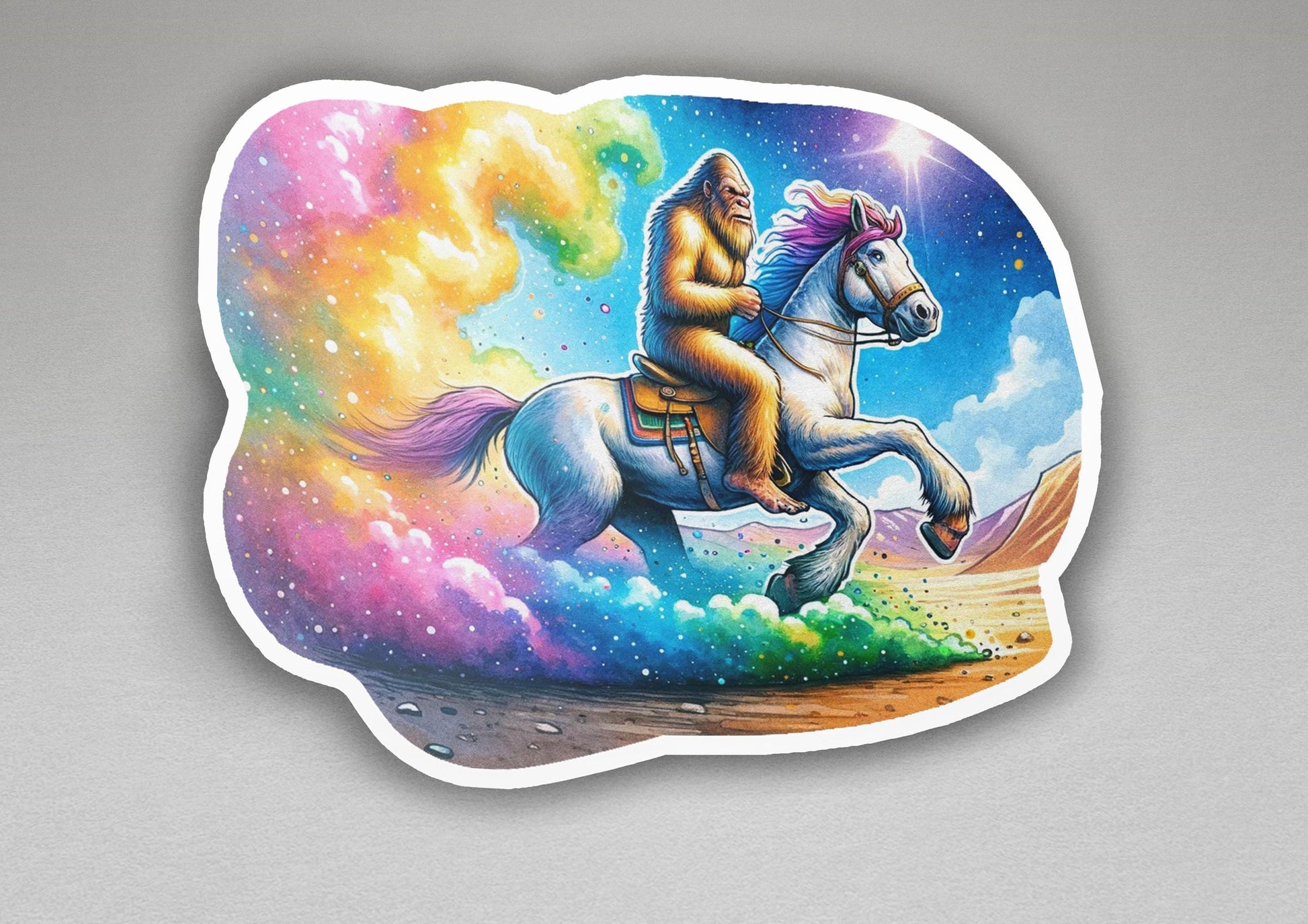 a sticker of a native american indian riding a horse