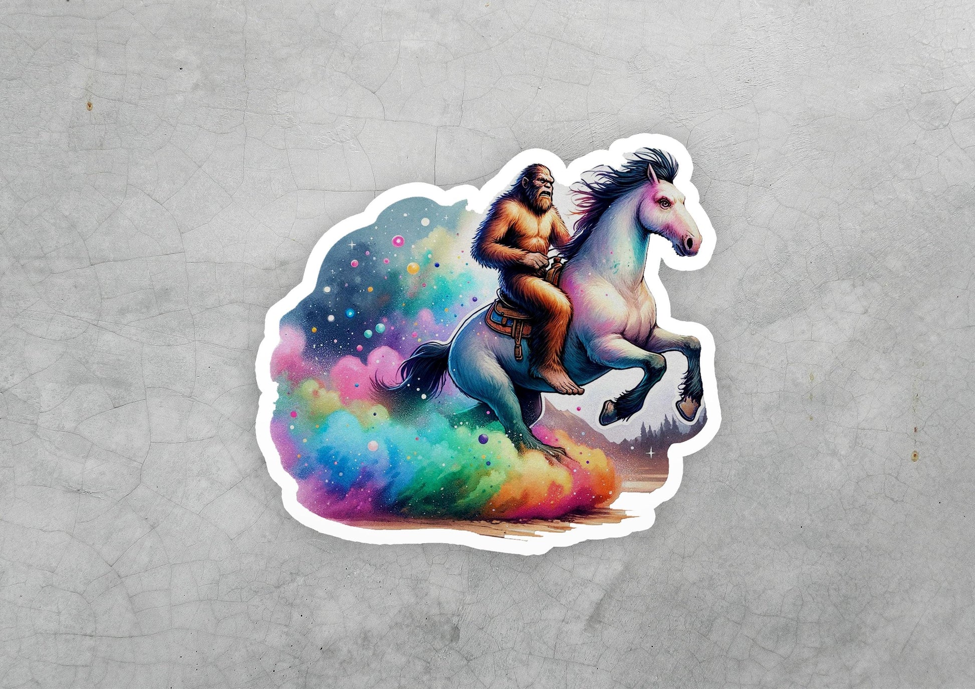 a sticker of a native american riding a horse