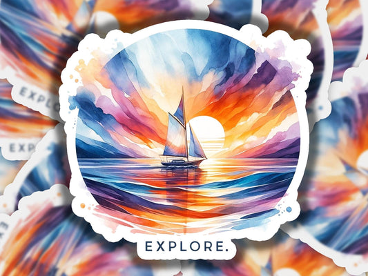 a watercolor painting of a sailboat in the ocean