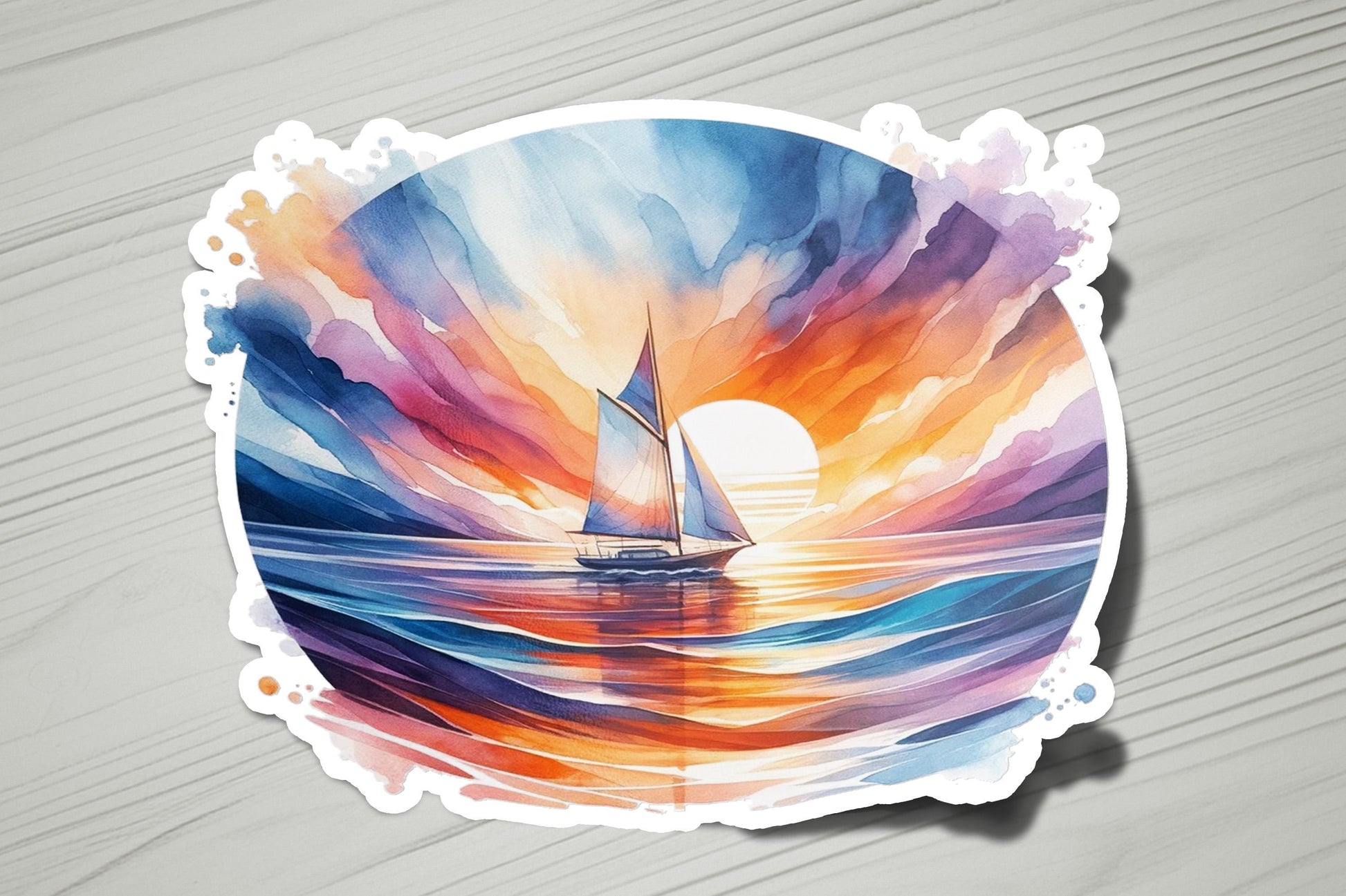 a watercolor painting of a sailboat in the ocean