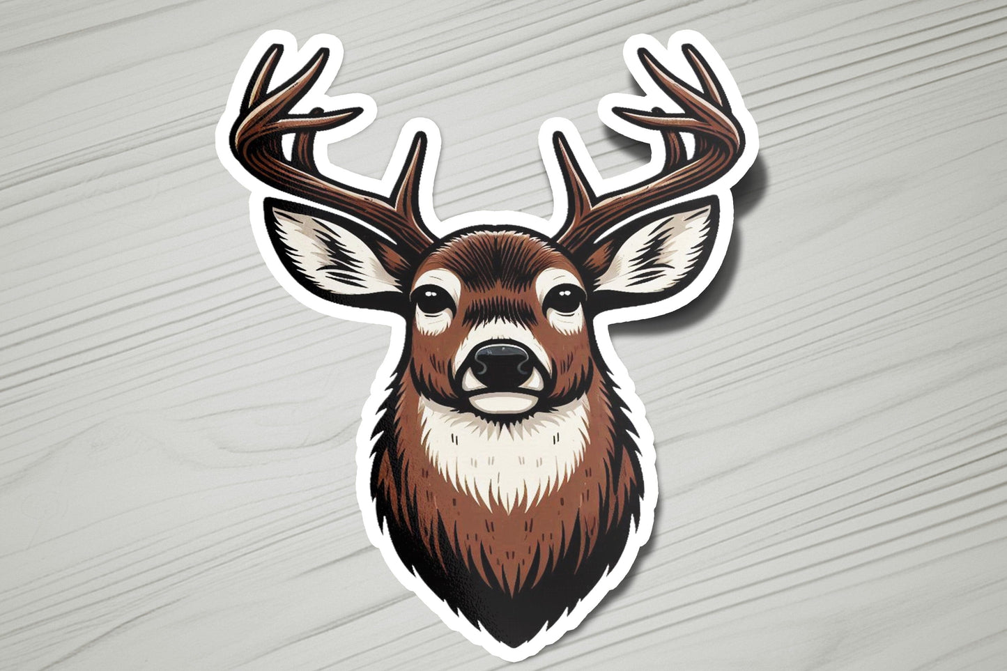 a sticker of a deer's head with antlers