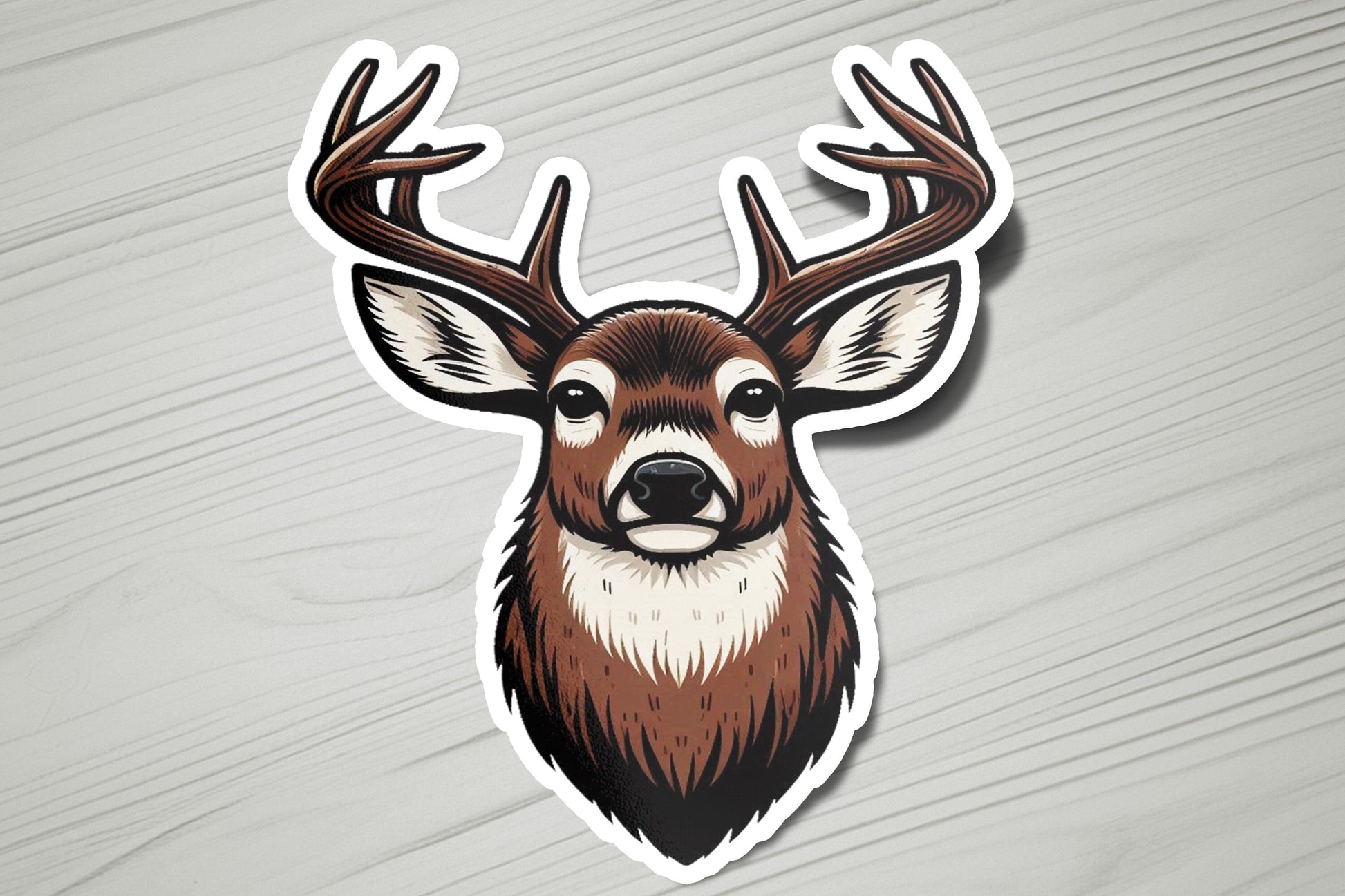 a sticker of a deer's head with antlers