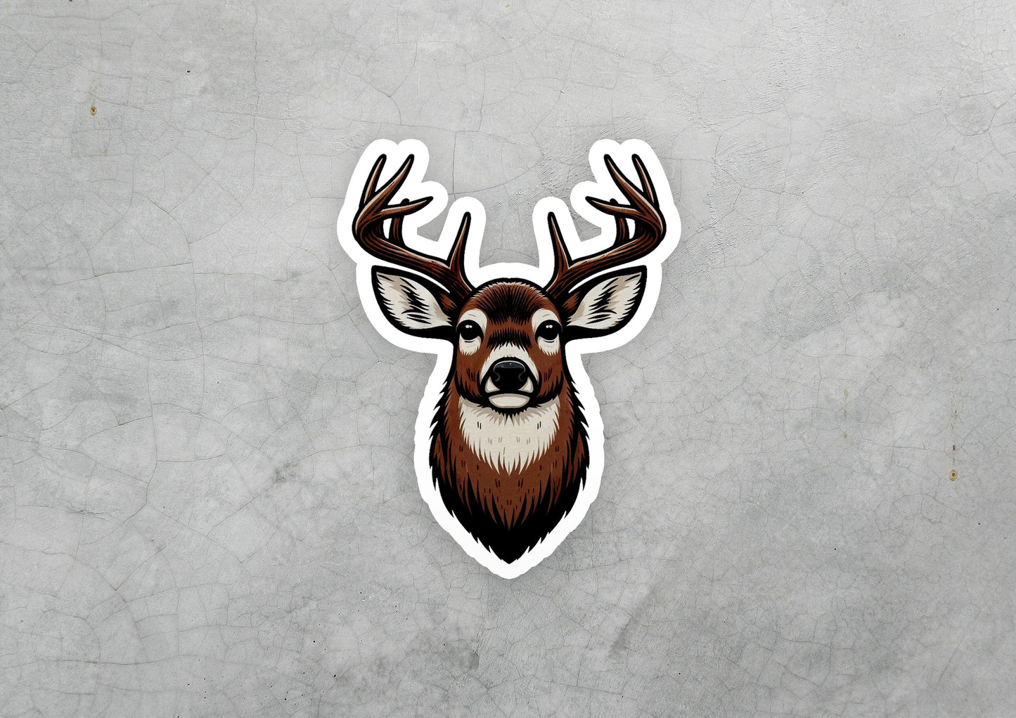 a sticker of a deer's head with antlers