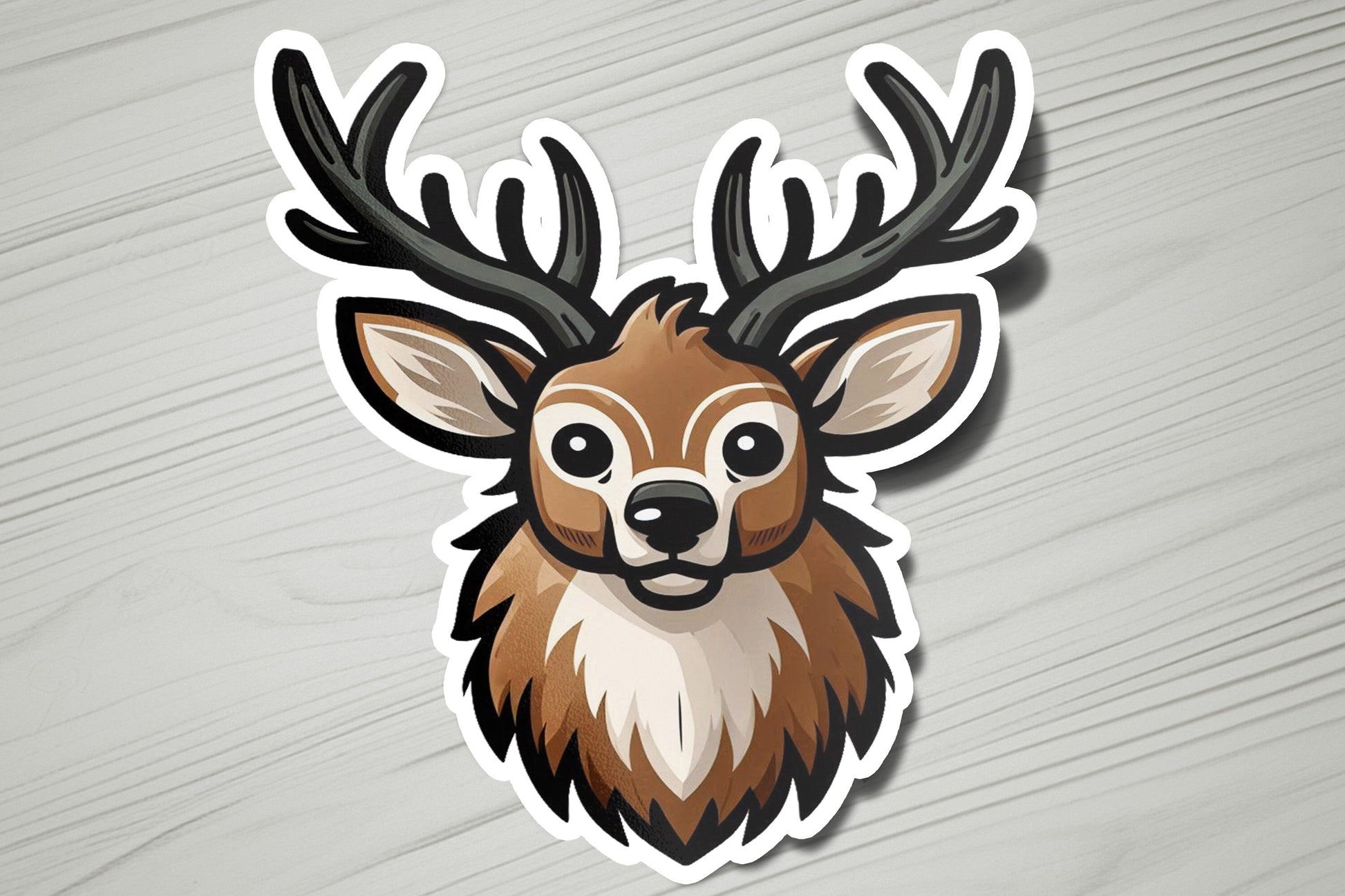 a sticker of a deer's head with antlers