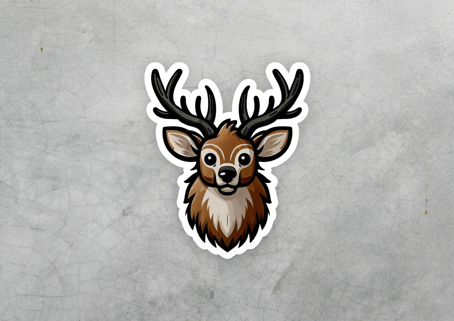 a sticker of a deer's head with antlers