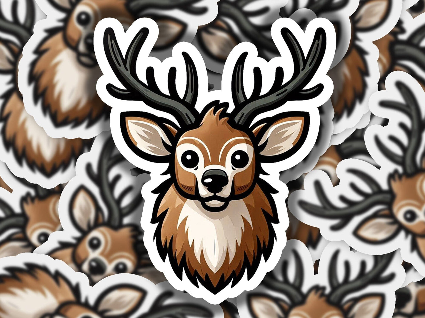 a sticker of a deer with antlers on it