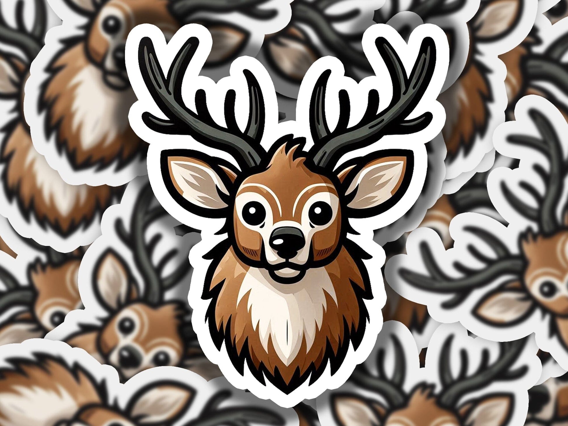 a sticker of a deer with antlers on it
