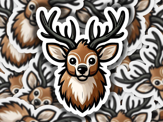 a sticker of a deer with antlers on it