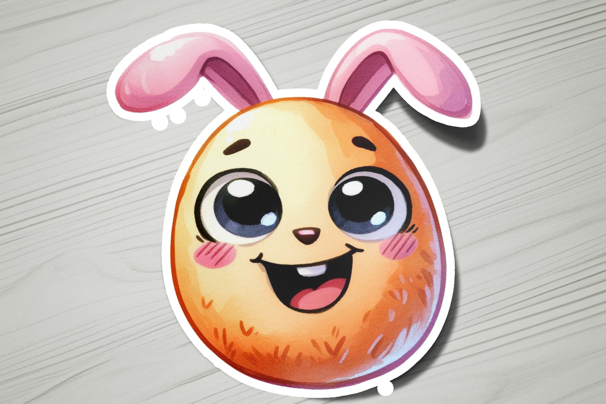a sticker of an easter egg with a bunny's face
