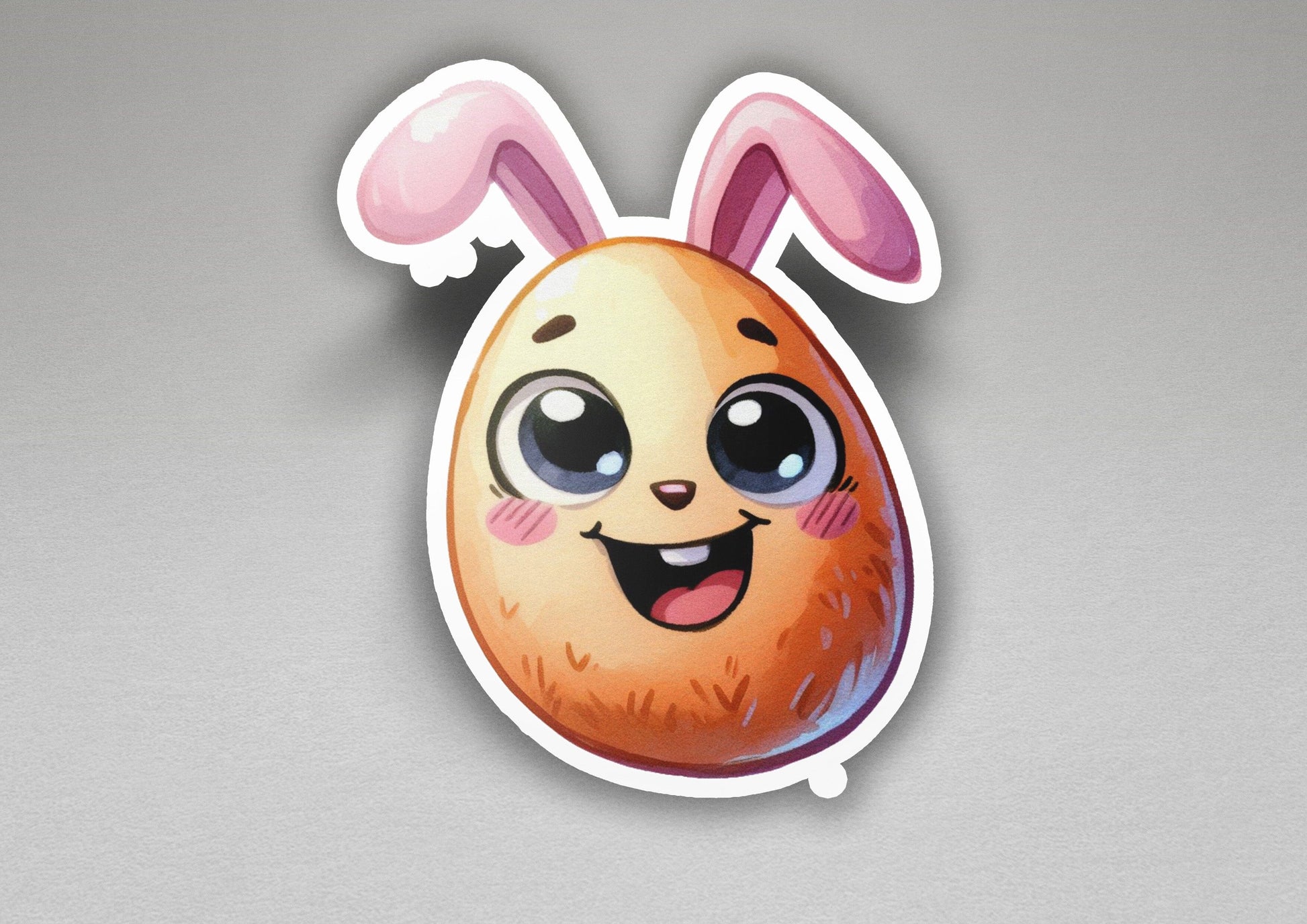 a sticker of a cartoon bunny with big eyes