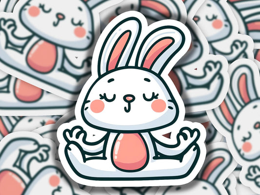 a sticker of a rabbit sitting on top of a pile of stickers