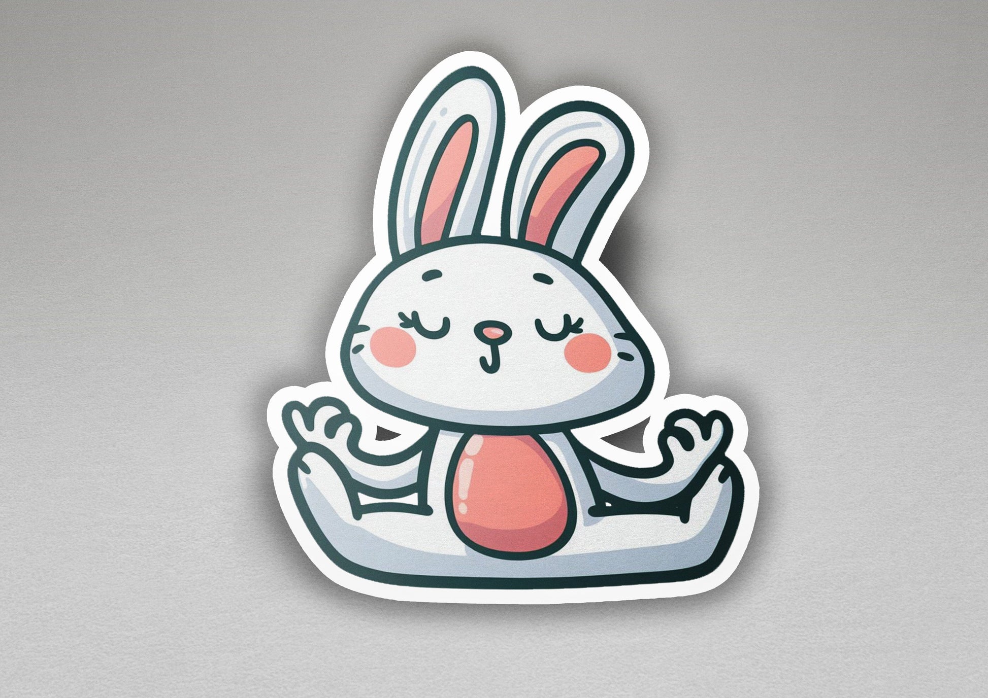 a sticker of a rabbit sitting on top of a table