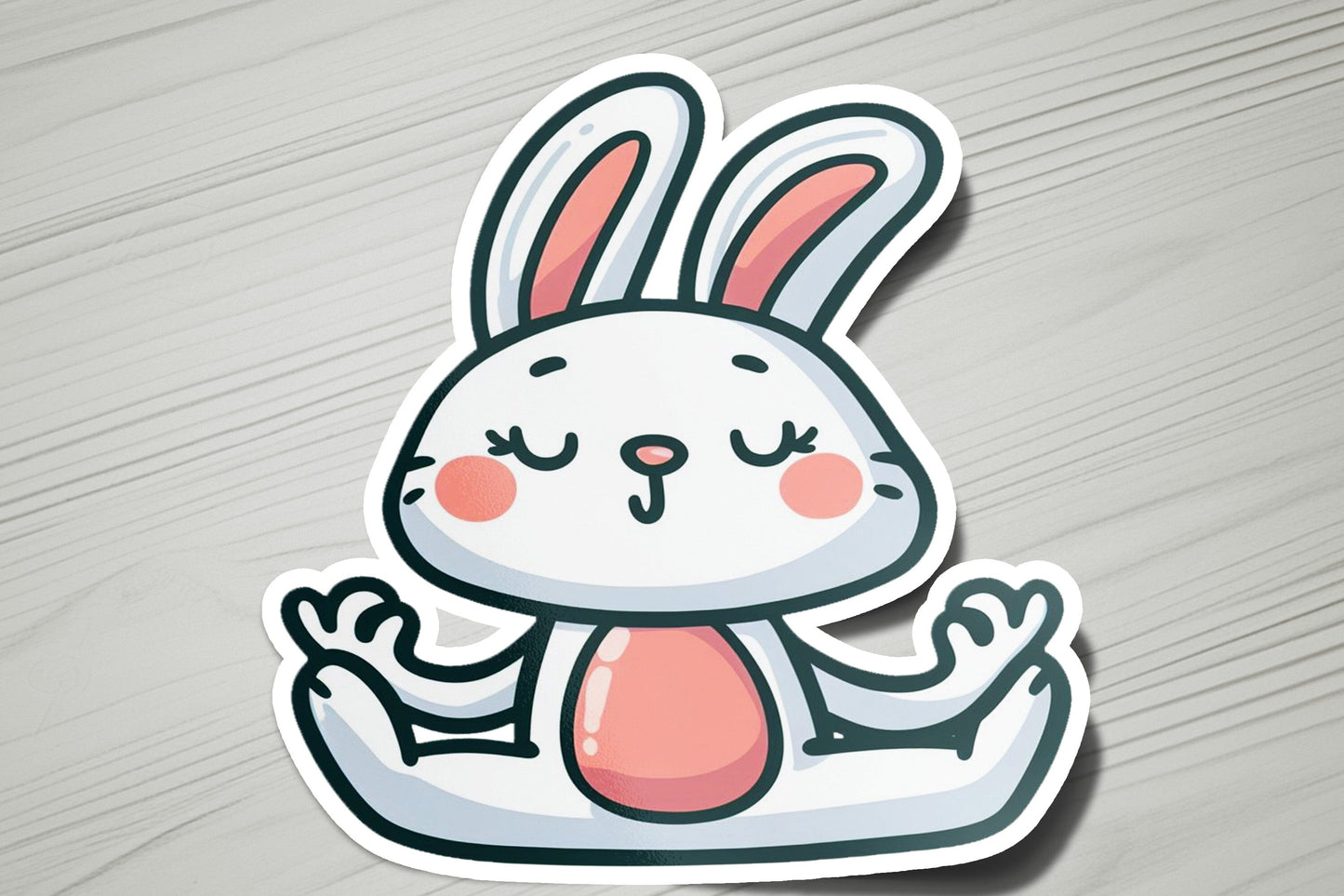 a sticker of a rabbit sitting on top of a table