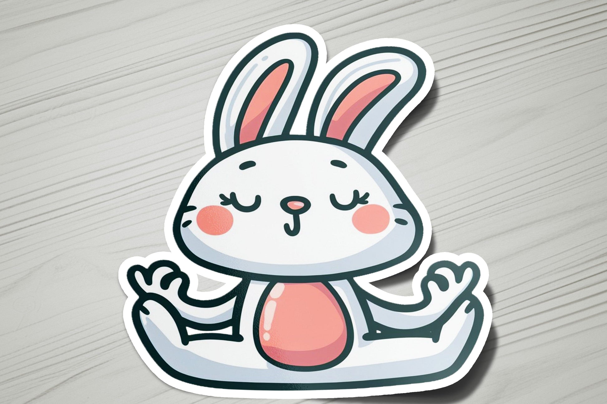 a sticker of a rabbit sitting on top of a table