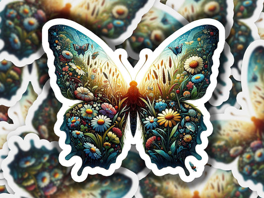 a picture of a butterfly with flowers on it