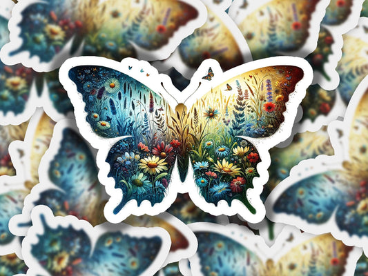 a picture of a butterfly with a lot of flowers on it