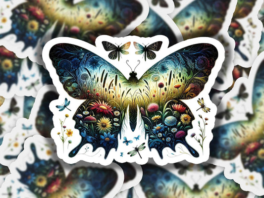 a picture of a butterfly with a lot of butterflies around it