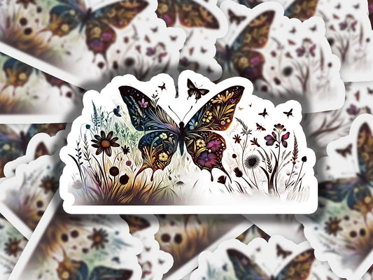 a bunch of stickers that have a picture of a butterfly on them