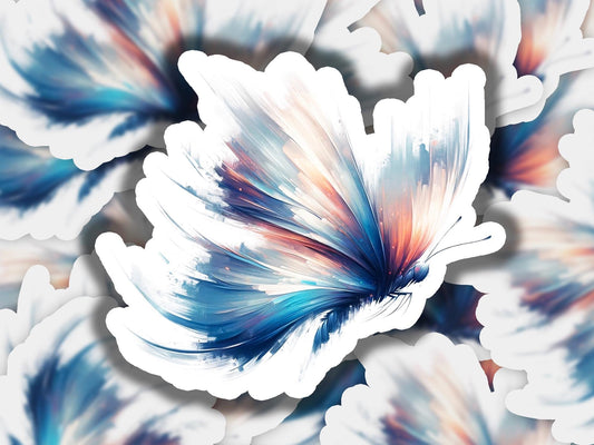 a close up of a flower with blue and white petals