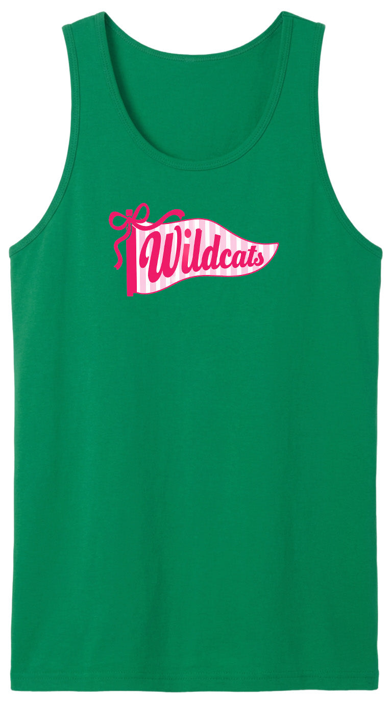 A green tank top with a pink banner that says "Wildcats" on it.