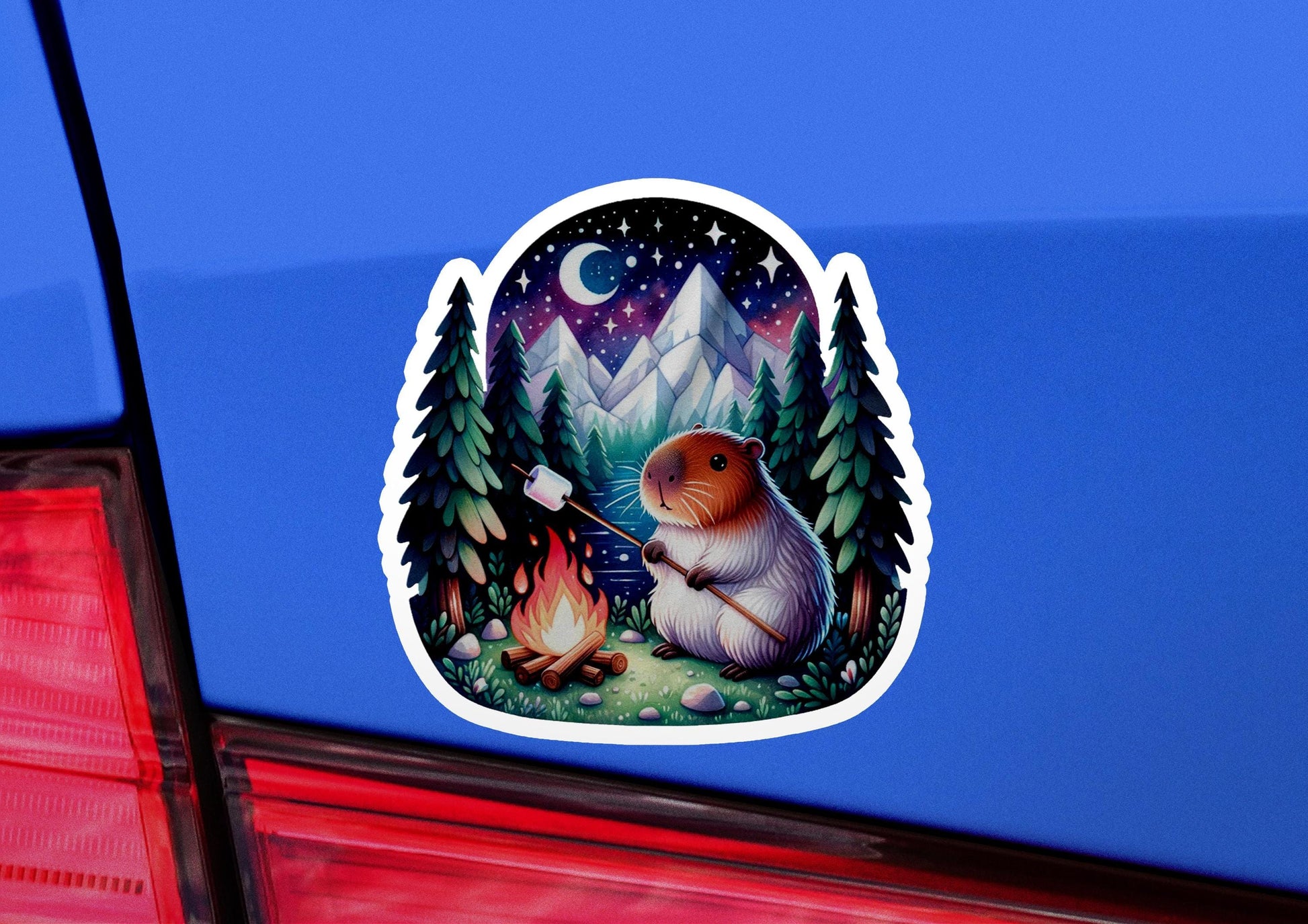 a car with a sticker of a hamster on it
