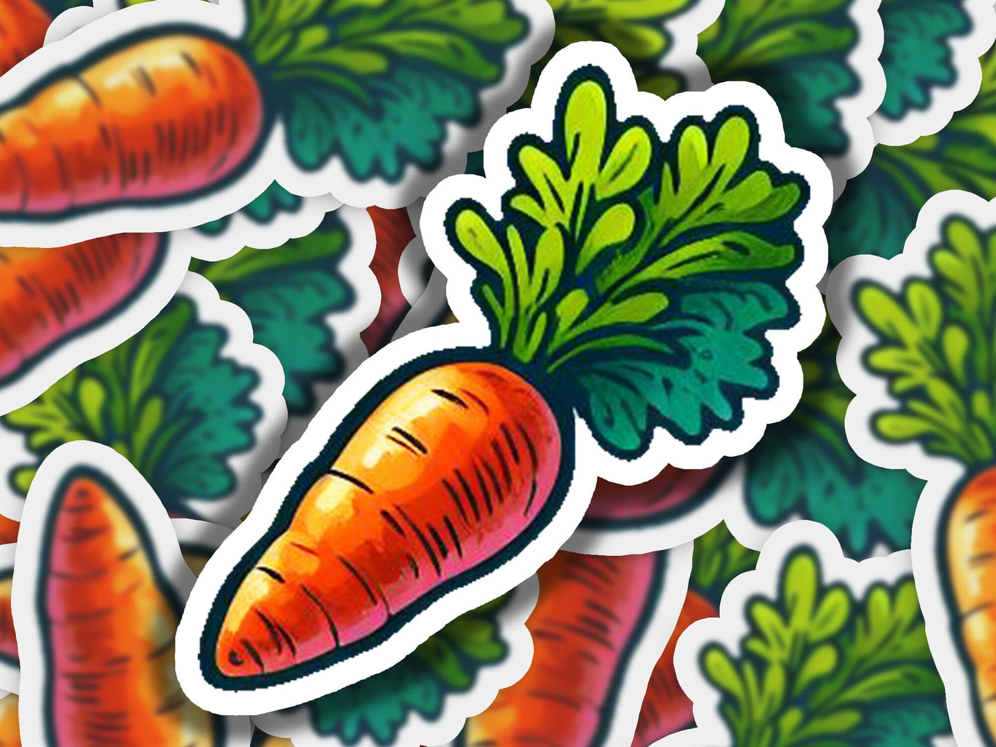 a bunch of stickers with carrots on them