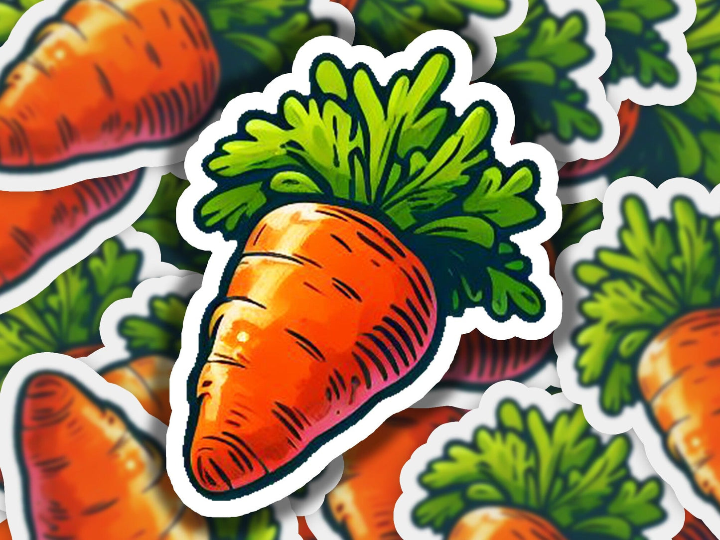 a bunch of stickers with carrots on them