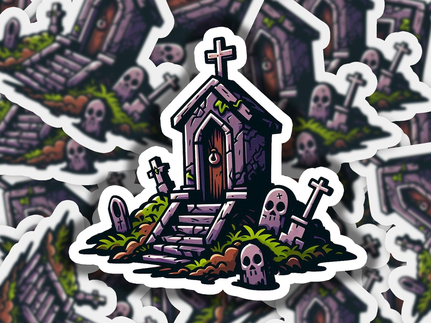 a bunch of stickers with a house on it
