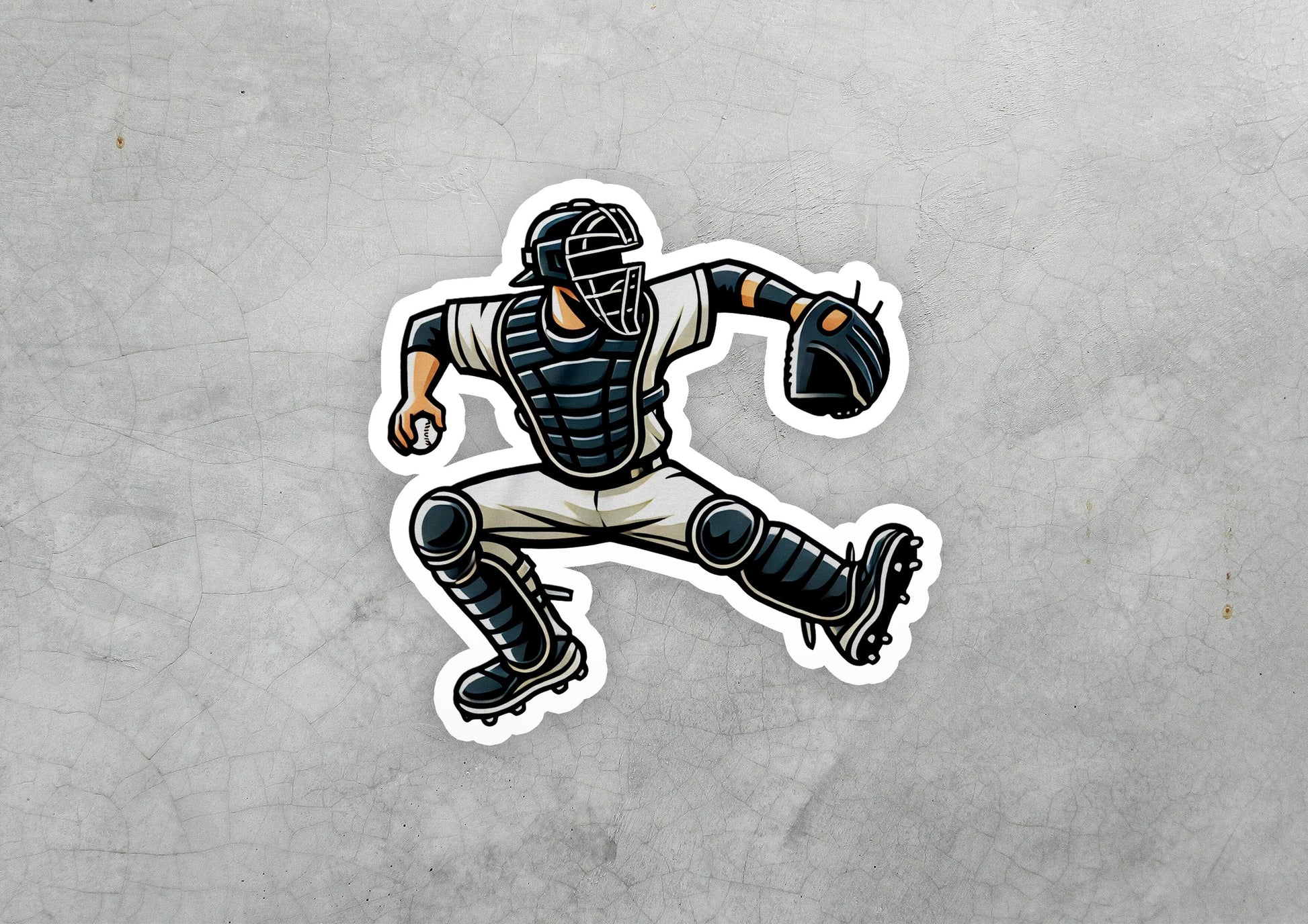 a sticker of a baseball player throwing a ball