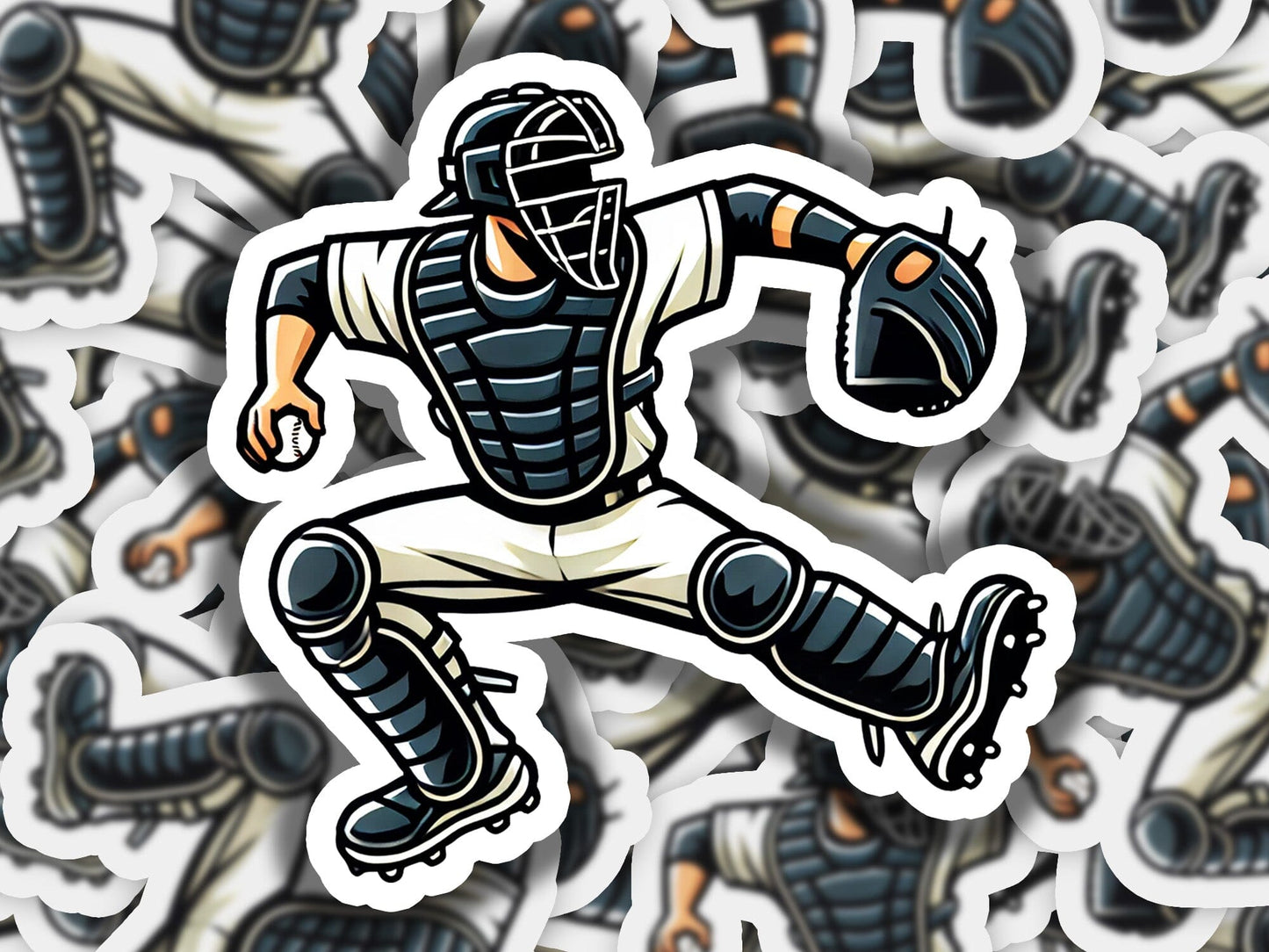 a sticker of a baseball player throwing a ball
