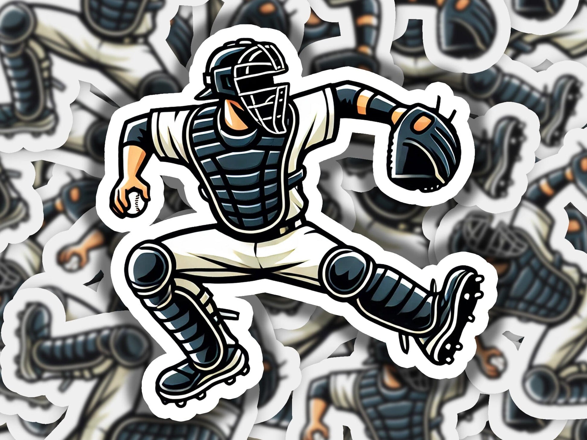 a sticker of a baseball player throwing a ball