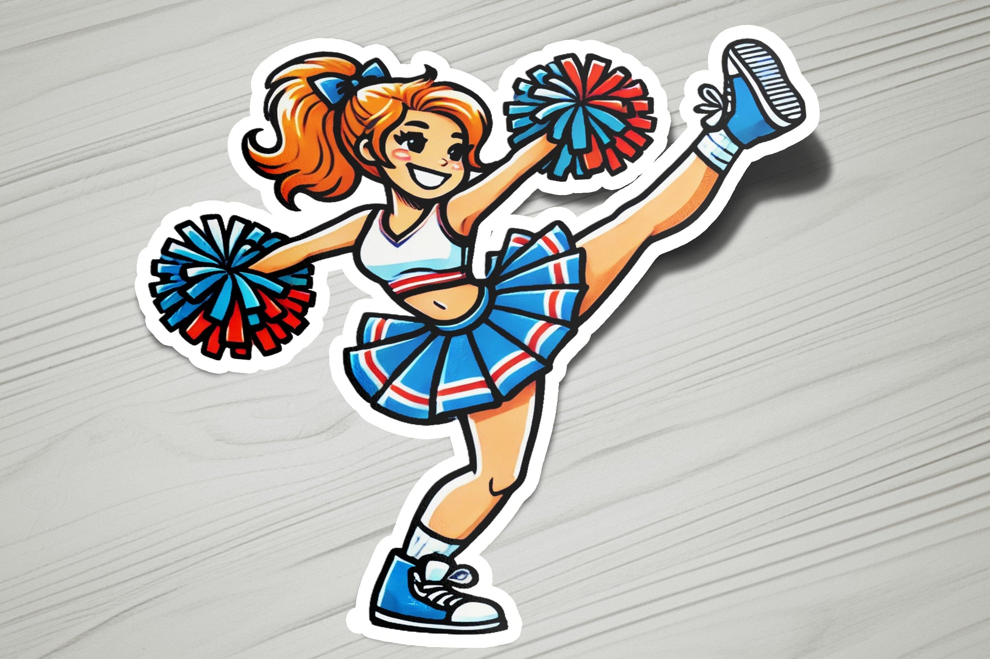 a sticker of a cheerleader dancing