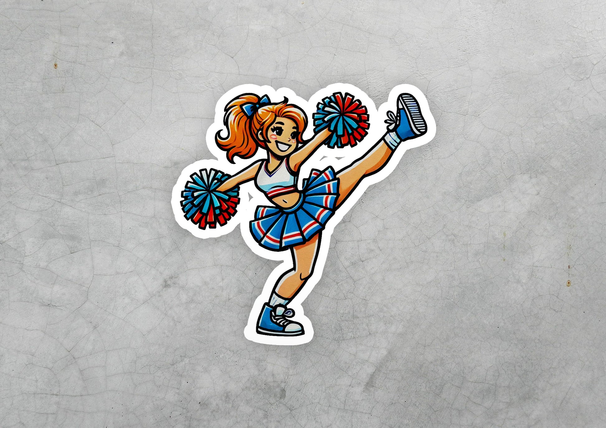 a sticker of a cheerleader dancing