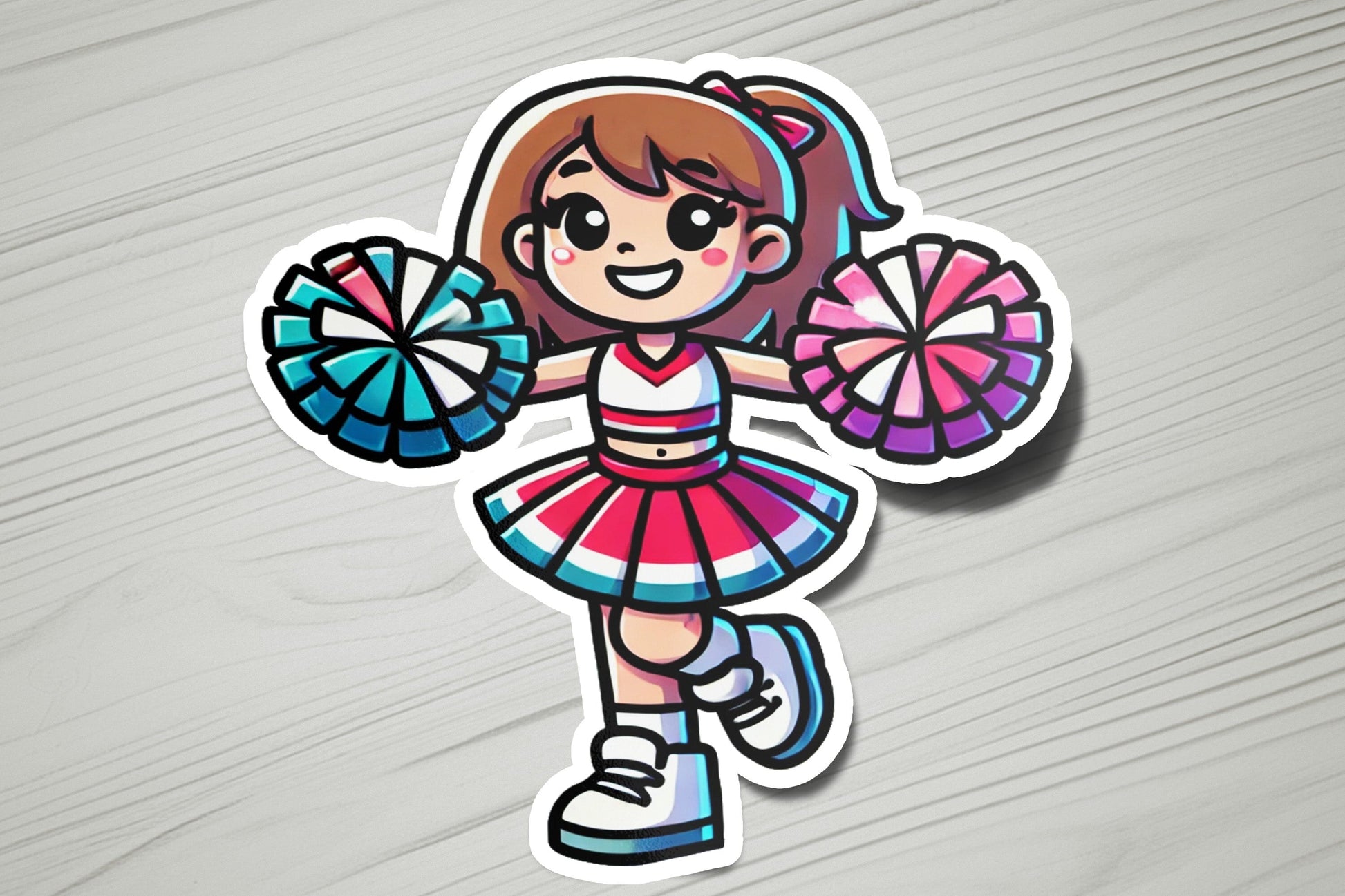 a sticker of a girl holding a lollipop