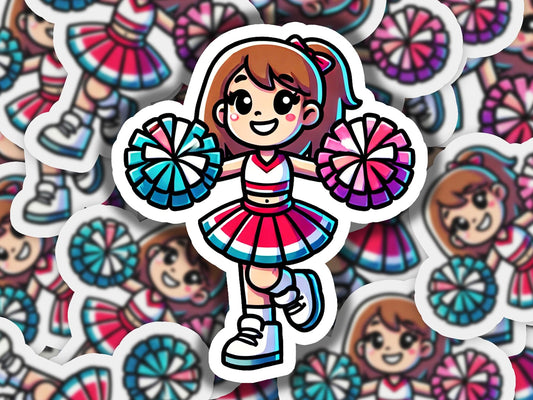 a sticker of a girl holding a fan