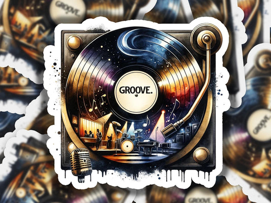 a sticker of a record with the word grove on it