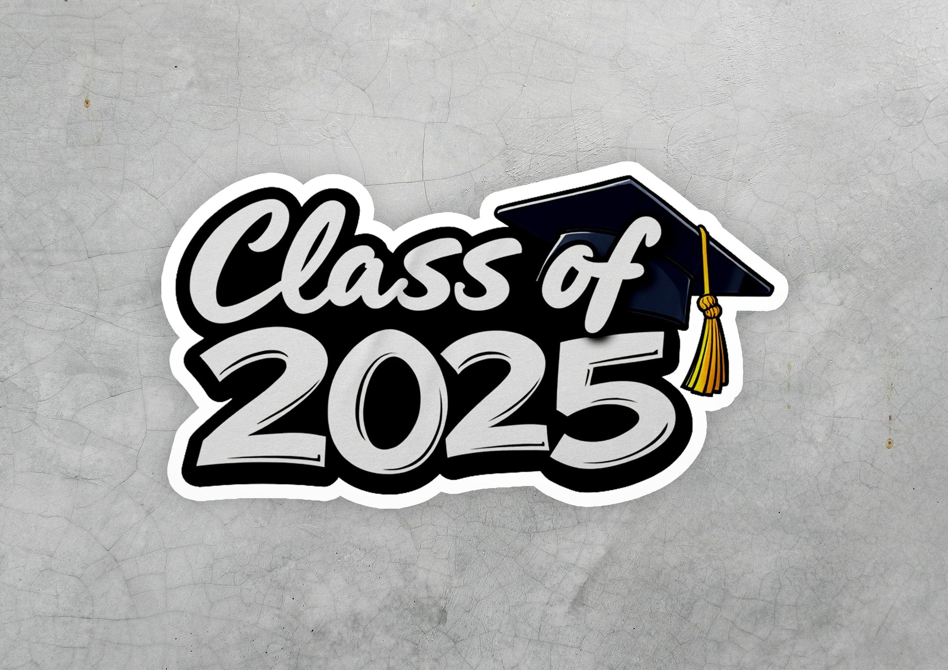a sticker that says class of 205 with a graduation cap on it