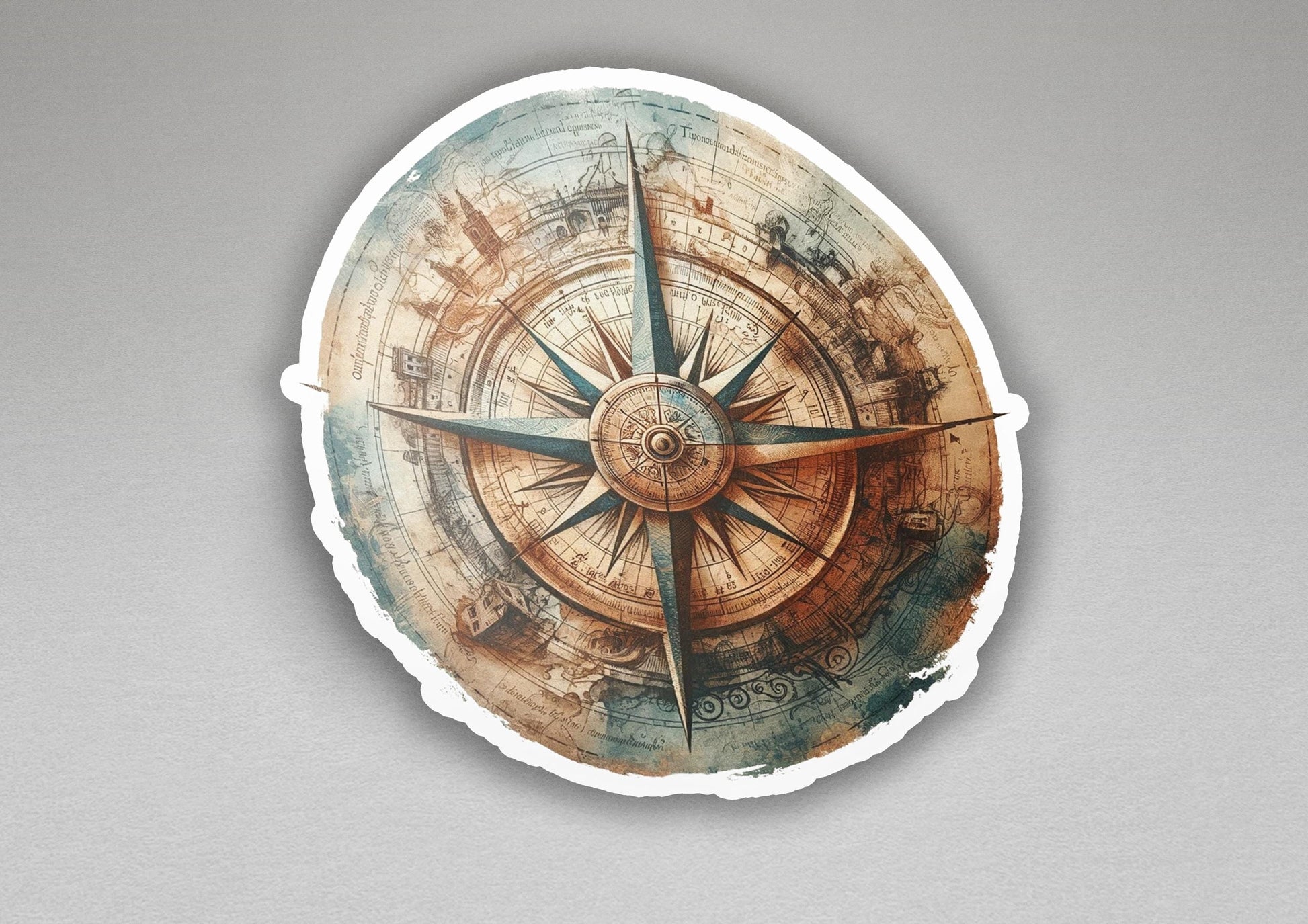 a picture of a compass on a sticker