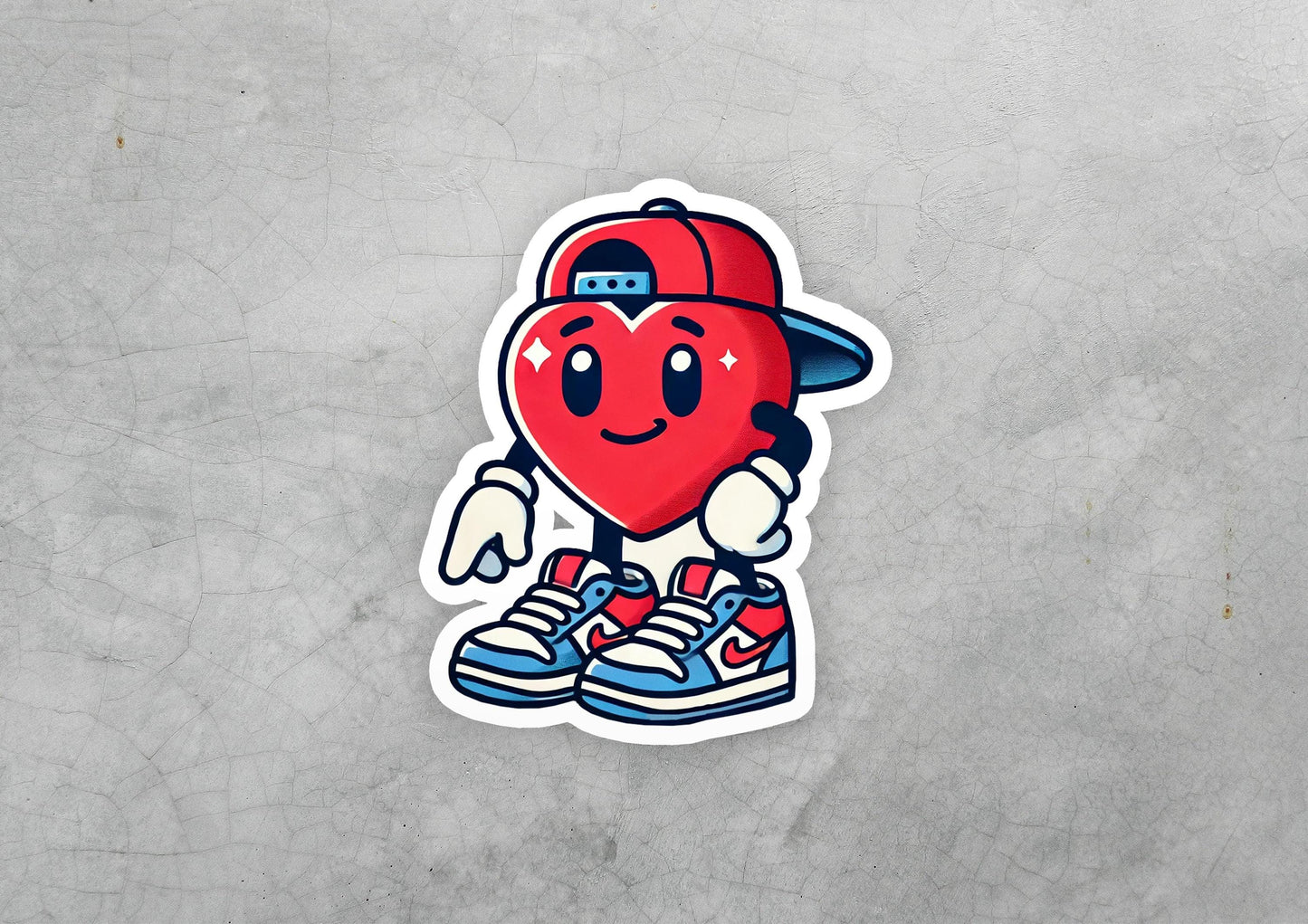 a sticker of a heart wearing a hat