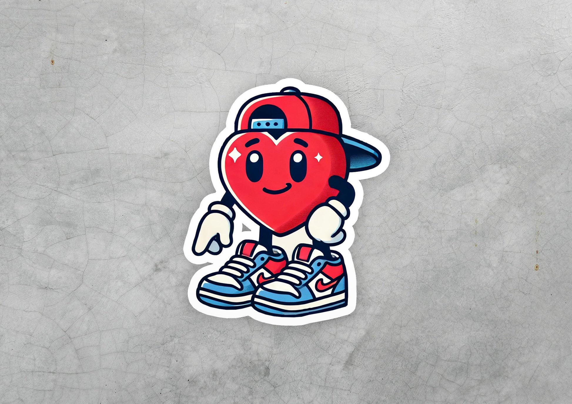 a sticker of a heart wearing a hat