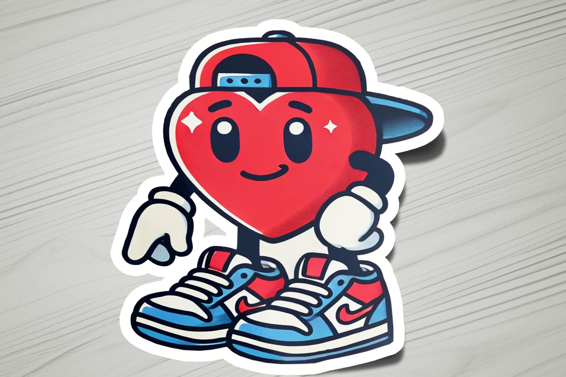 a sticker of a heart wearing a hat