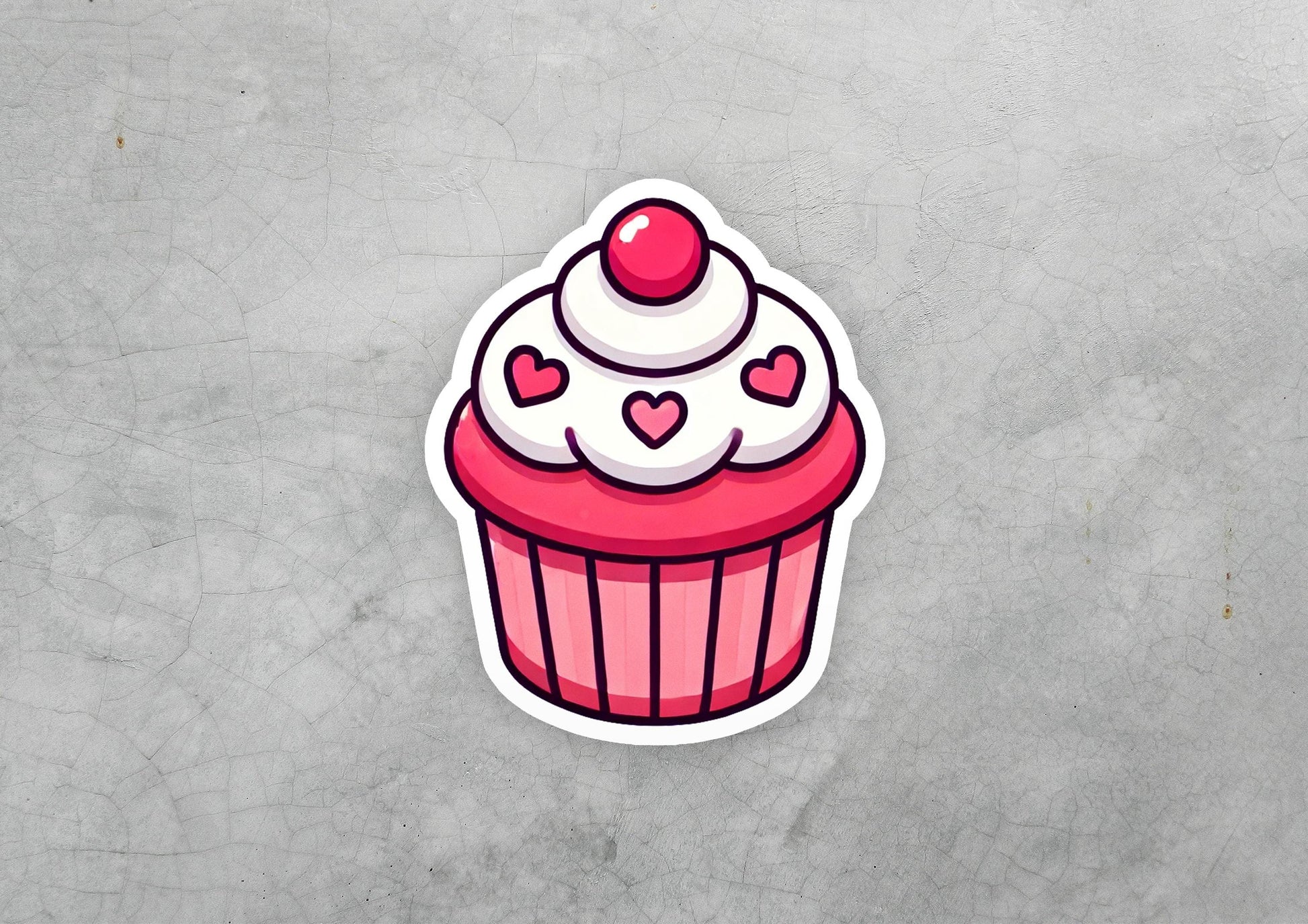 a sticker of a cupcake with a cherry on top