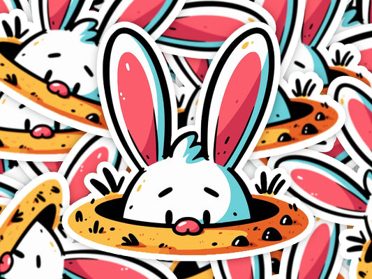 Cute Bunny Vinyl Sticker | Dishwasher Safe & Durable | Custom Sizes | Fast Shipping | Made in USA Fiesta Doodle waterproof vinyl sticker. dishwasher safe outdoor sticker.