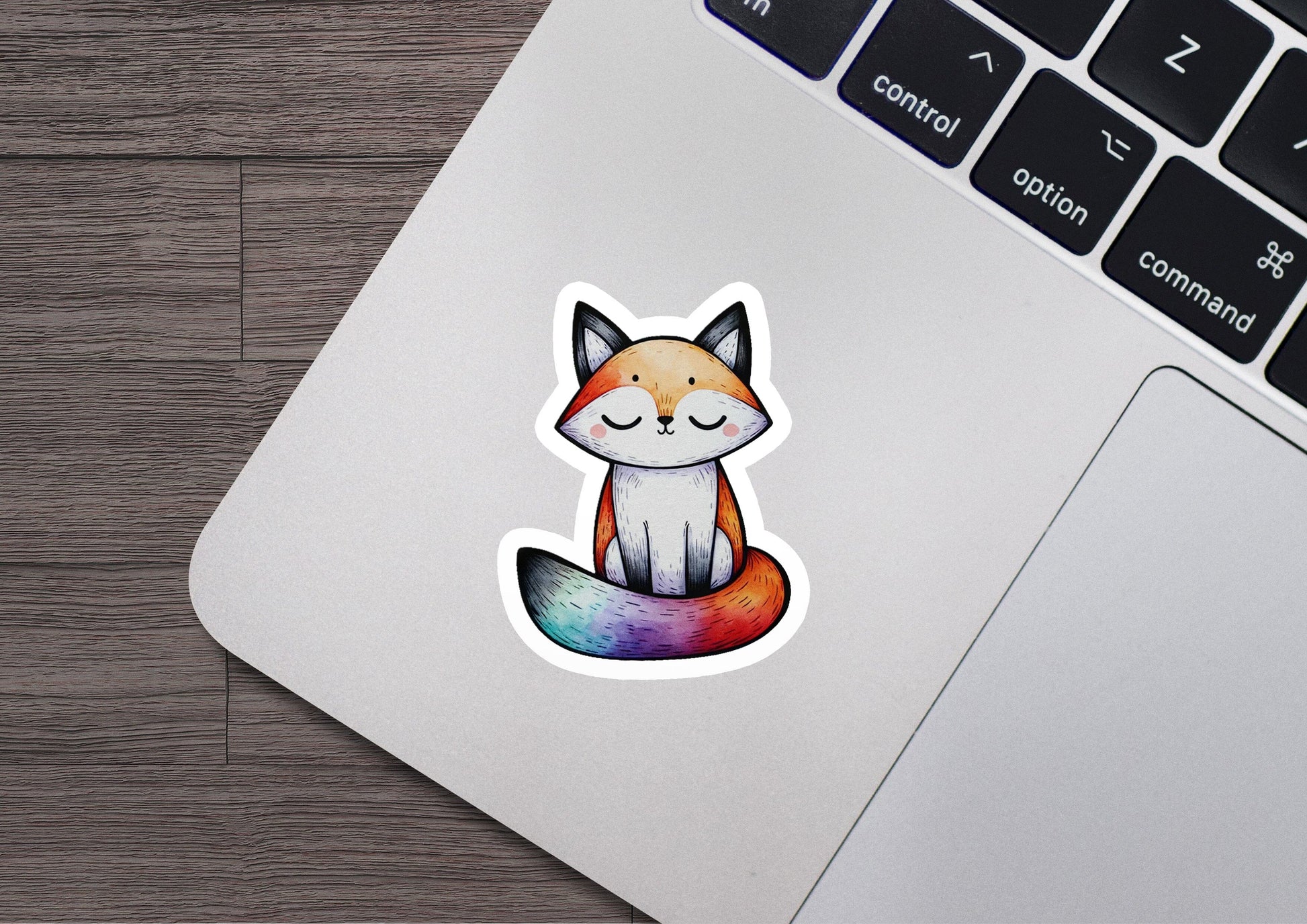 a laptop with a sticker of a fox on it
