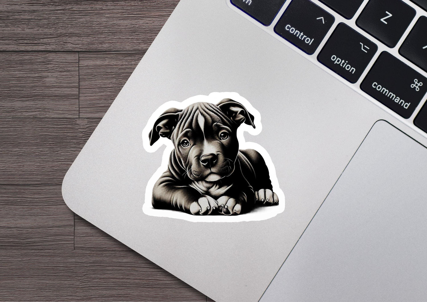 a sticker of a dog laying down on a laptop