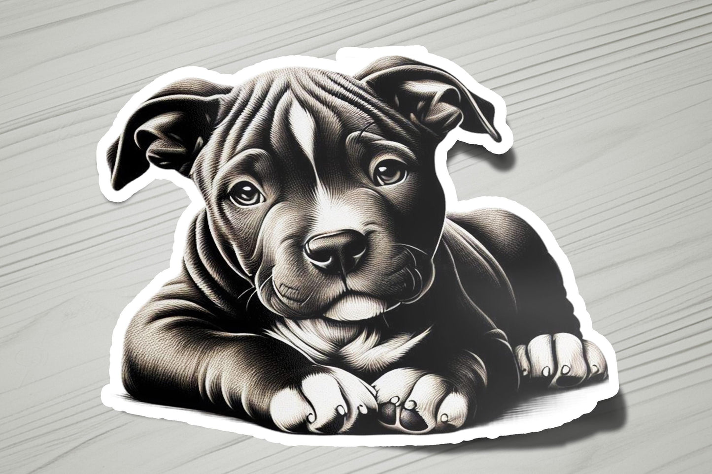 a sticker of a dog laying down on a table