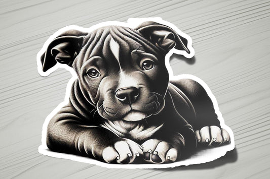 a sticker of a dog laying down on a table